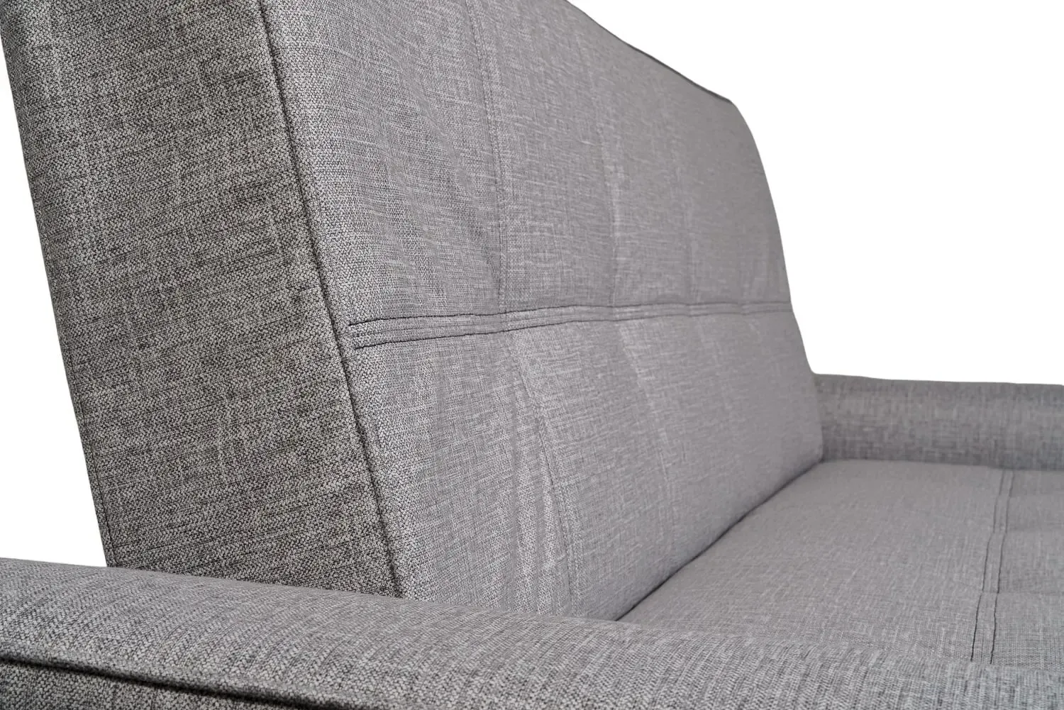 Close-up of a SIXTREND Flex back cushion showing the grid-tufted detail in light grey upholstery.