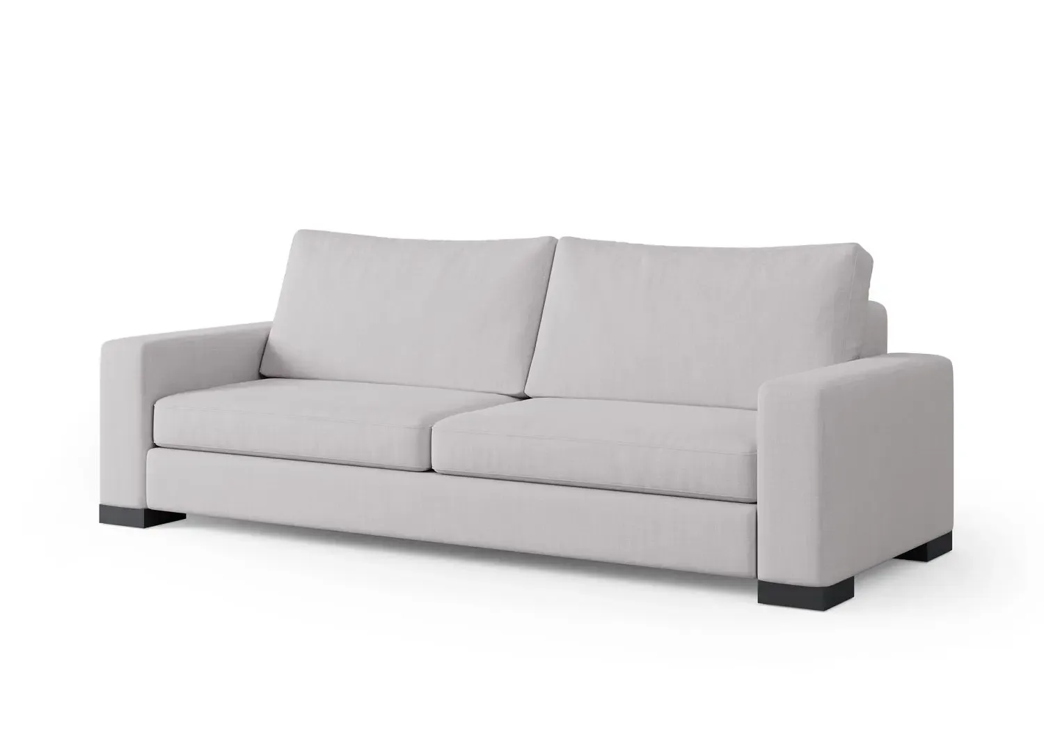 A three-seat SIXTREND Zen sofa in light grey upholstery with squared track arms and removable cushions on a white seamless backdrop.