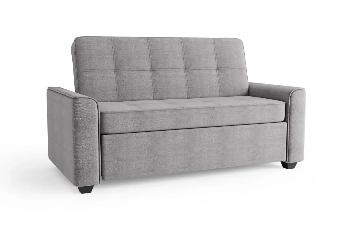 The SIXTREND Flex in standard sofa configuration with the trundle tucked away and a single seat cushion, in light grey on a white backdrop.