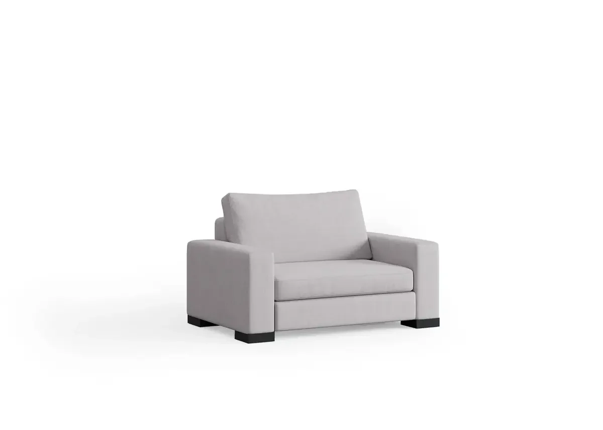 Light grey Zen Custom Sofa armchair on a white background