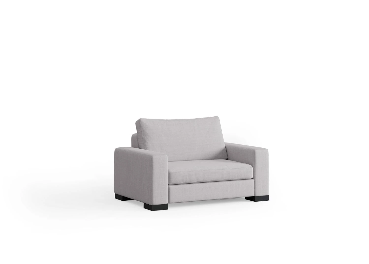 A single-seat SIXTREND Zen sofa in light grey upholstery with squared track arms and removable cushions on a white seamless backdrop.
