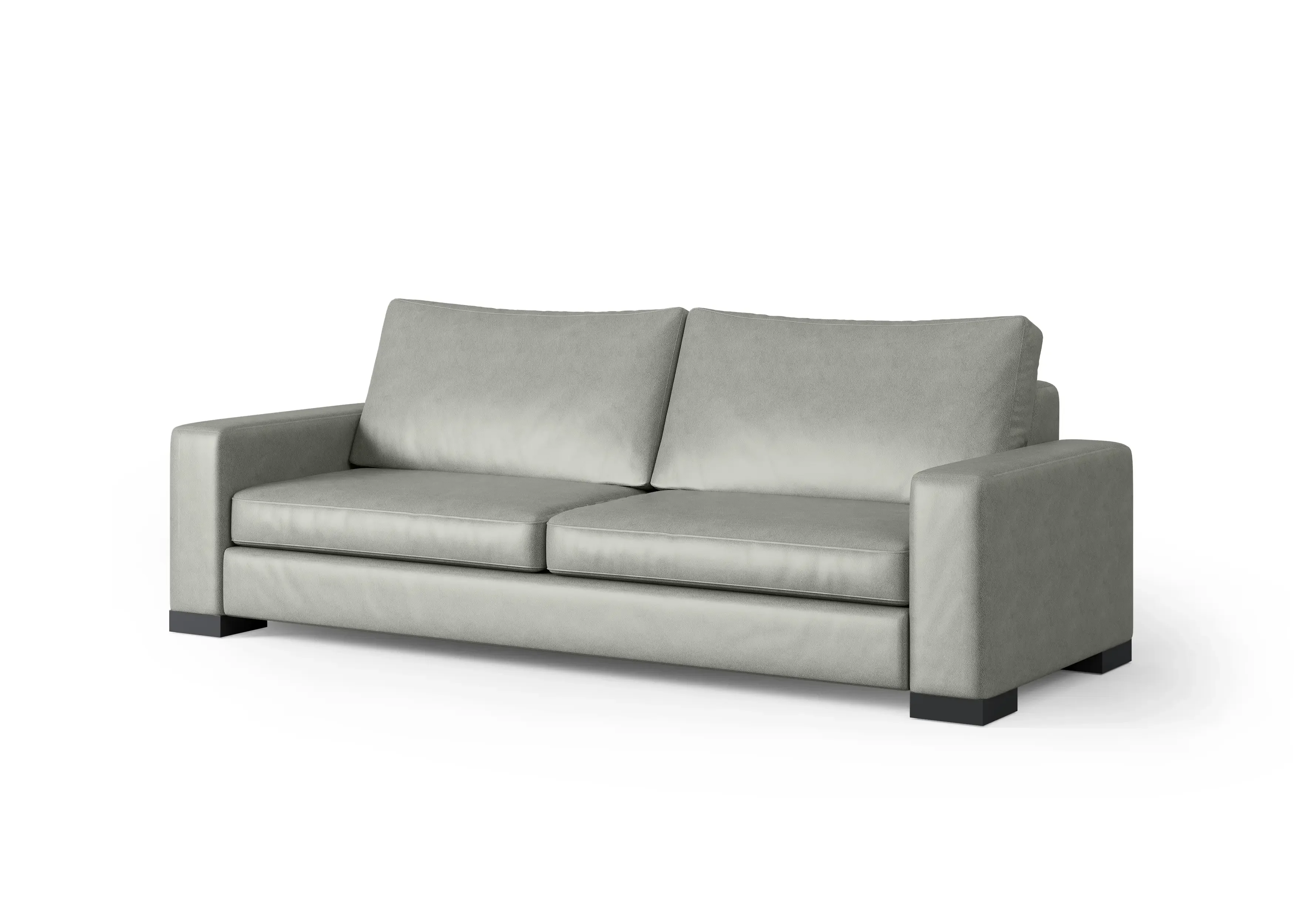 Zen sofa upholstered in light-gray top-grain leather
